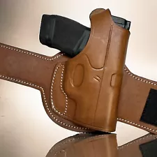 For 3" SPRINGFIELD HELLCAT, Right Hand Brown Leather Thumb Break Ankle Holster
