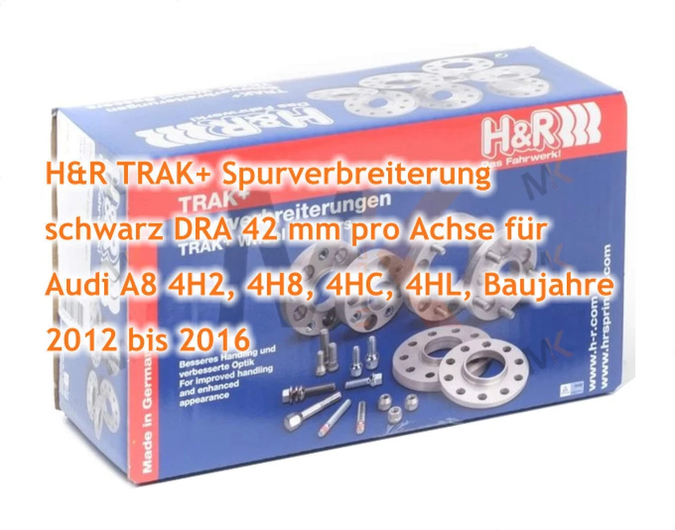 Placas de carril H&R negras DRA 42mm/eje para Audi A8 4H2 4H8 4HC 4HL 2012-2016 - Imagen 3 de 4