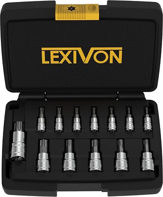 Torx Bit Socket Set, Premium S2 Alloy Steel | 13-Piece Star T8 - T60 Set