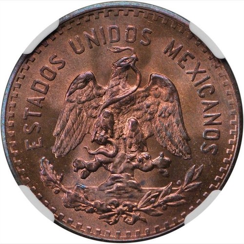 MEXICO ESTADOS UNIDOS 1927 5 CENTAVOS COIN NGC CERTIFIED UNCIRCULATED MS64-RB - Picture 2 of 5