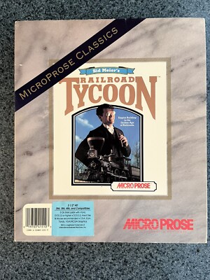 Sid Meier's Railroad Tycoon Big Box MicroProse Classic IBM PC 3.5'' 1993 Vintage