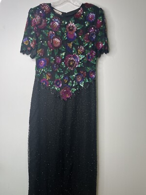 laurence kazar new york silk dress Laurence Kazar New York Vintage Silk /embroidered/hand-decorated Evening Dress Size S