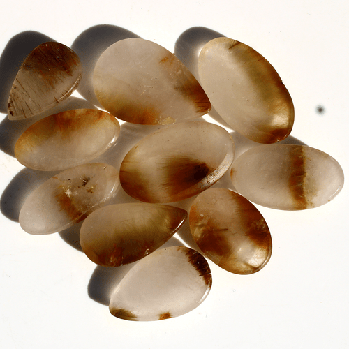 10 Pcs Natural Cacoxenite Rutilated Quartz 24.4mm-32mm Cabochon Loose Gemstones - Picture 9 of 17