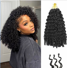 burmese curly synthetic crochet hair pre-looped 14in black 8 packs 120