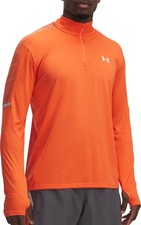 Under Armour Tech Utility Mens Running Top Orange Long Sleeve Half Zip Run