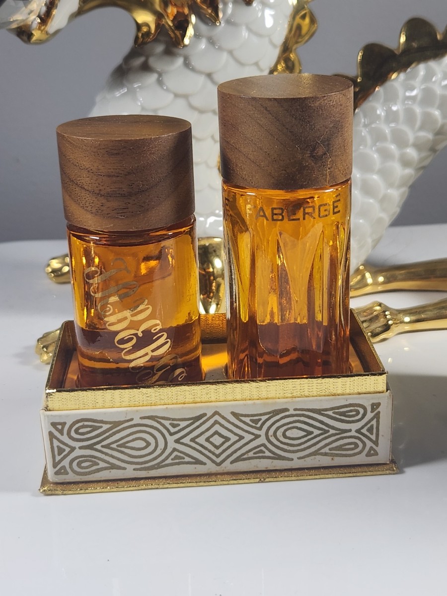 Faberge Woodhue Set, Cologne, 3/4oz Cologne Wooden tops Box
