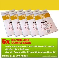 500X Comic Concept Silver Age Comic Bags HüLlen M. Lasche 184 X 269 Mm