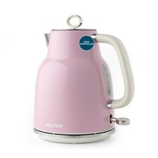 Salter Retro Kettle 1.7L Rapid Boil 360 Base Auto Shut-Off Cordless Vintage Pink