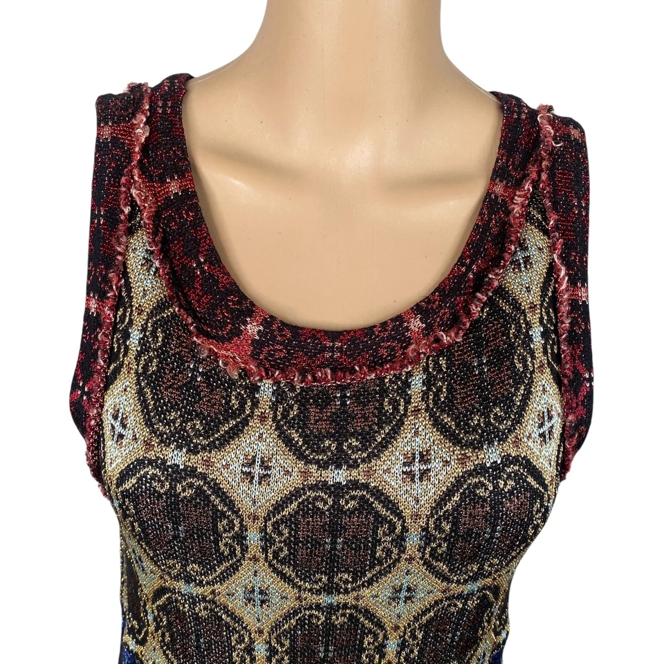 Anthropologie Cecilia Prado $298 Jewel Tone Metallic Knit Dress SZ L - Image 4 of 4