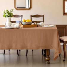 Linen World Beige Hemstitch 108x60 Rectangular Tablecloth