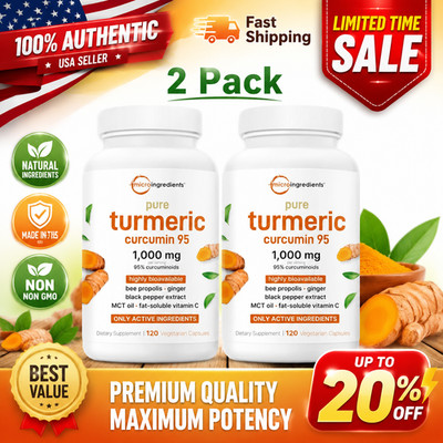 2PACK Micro Ingredients Turmeric Curcumin 1,000mg 6-in-1 Complex 120 Capsules