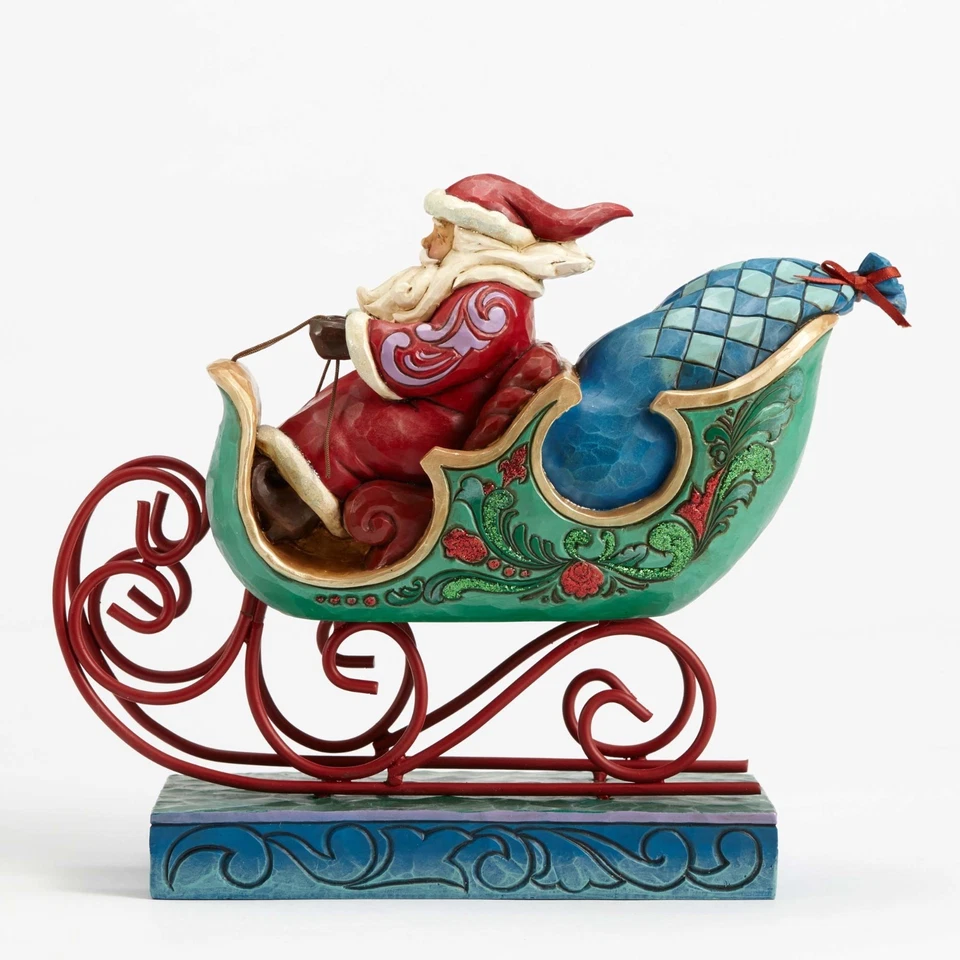 Figura Navidad Trineo de Papá Noel Jim Shore Heartwood Creek 4053675 Nueva Foto 2 de 3