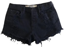 MELVILLE Navy Blue Denim Cutoff Shorts Size 29 Distressed Button Fly Frayed Hem
