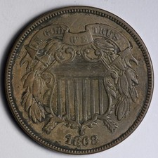 1868 Two Cent Piece AU E198 RYMN