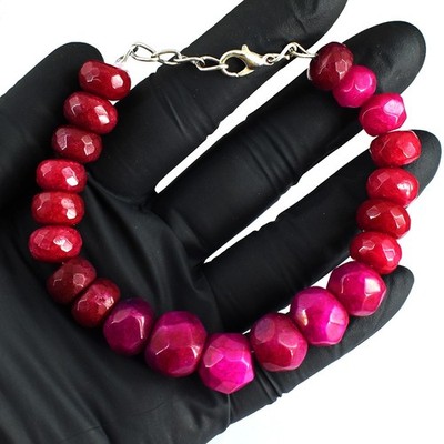 Schönes tolles Armband mit Schliff 204,00 kt Rubin Perlen bestes wundervoll RK 36 E719