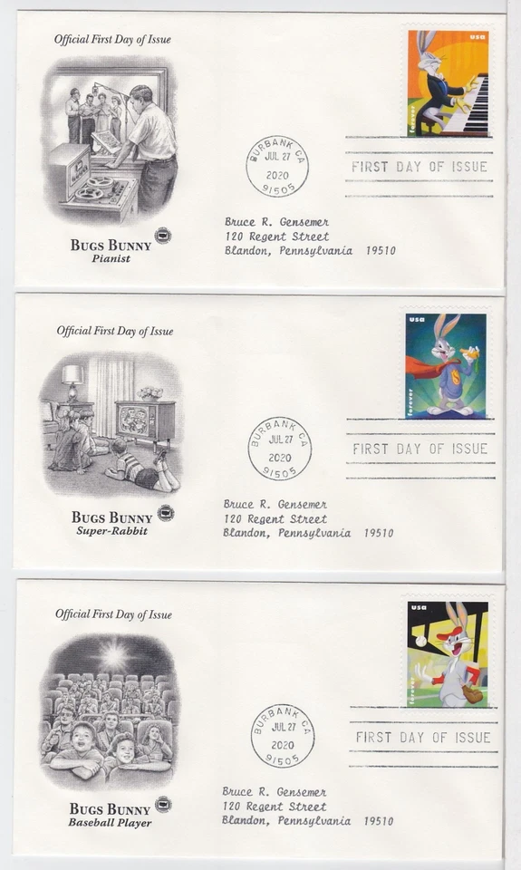 TurtlesTradingPost- Bugs Bunny 2020 FDC #5494-5503 Artcraft Variety- 10 Covers - Image 4 of 4