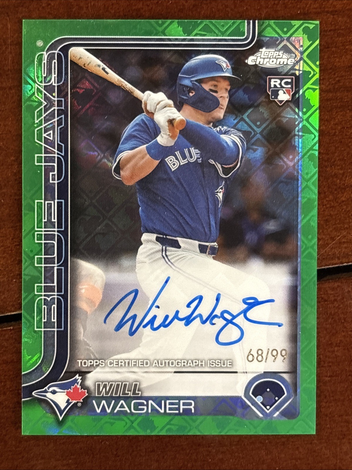 2025 Topps Chrome Logofractor Will Wagner Green #/99 Auto Refractor Rookie Jays