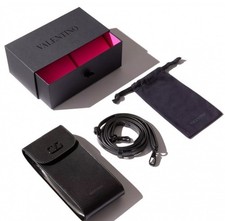 Authentic Valentino Mini Crossbody Bag Sunglasses Case Purse Black Leather NEW