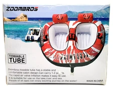 Zoombros Inflatable Towable Tube - 2 Person Max Capacity - Brand New