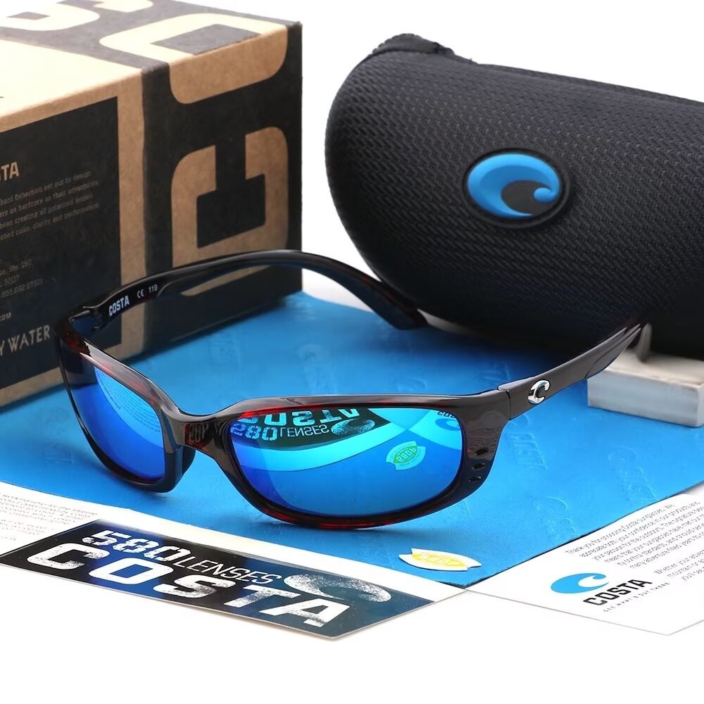 New in box Costa Brine Tortoise Shell/Drak Blue Mirror 580p Polarized Sunglasses