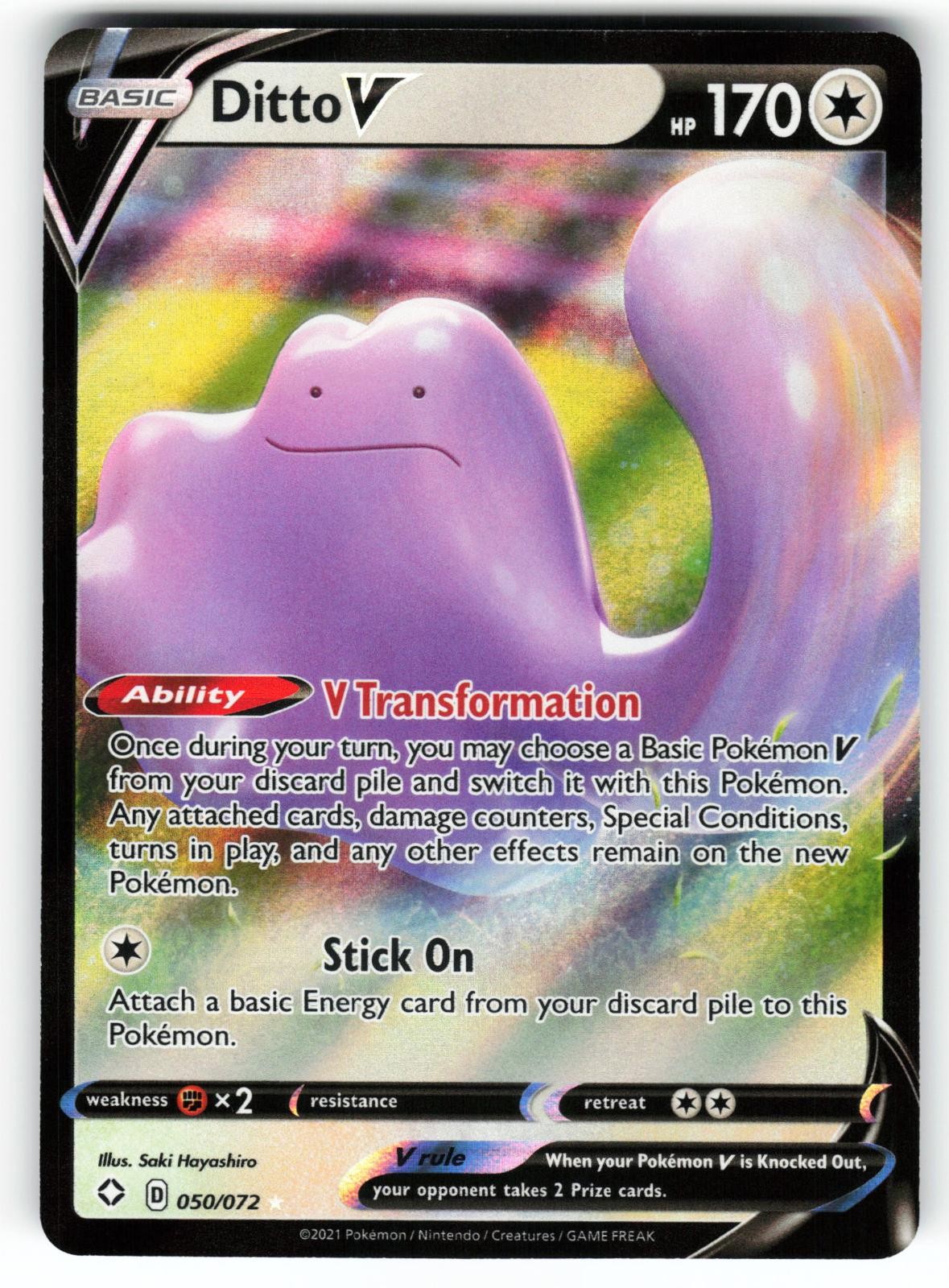 Ditto V 050/072 Shining Fates Ultra Rare Holo Pokemon TCG Near Mint