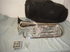 S.E. SHIRES EUQ41S 4 VALVE COMPENSATING SILVER PLATED EUPHONIUM OUTFIT