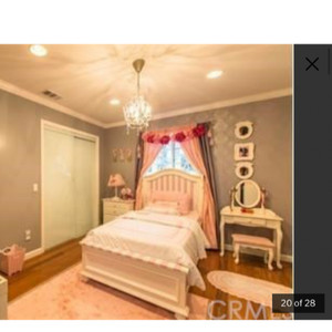 Set Of 3 pink and white striped Pieces. Twin bed with trundle and night stand