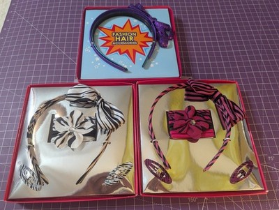 Girls Fashion Hair Accessories Gift Set Lot of 3 Headbands Bows Zebra Print
