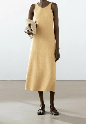 BNWT Massimo Dutti Yellow 100% Linen Dress Size 8/36 | eBay