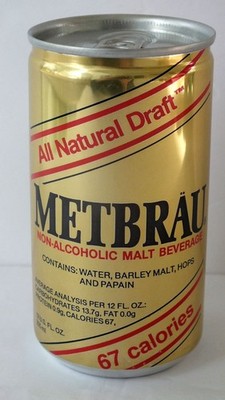 METBRAU NON-ALCOHOLIC MALT BEVERAGE Beer CAN, AIR FILLED, Empty NJ 1985