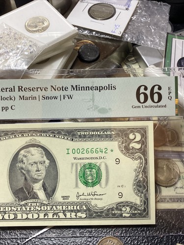2003* $2 Minneapolis STAR Federal Reserve Note Low Serial • PMG 66 EPQ - Picture 3 of 5