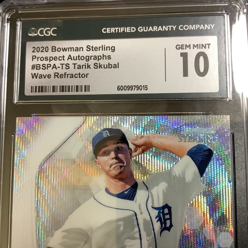Tarik Skubal RC 2020 Bowman Sterling Wave Refractor 114/125 Auto CGC Gem Mt 10 - Picture 3 of 12