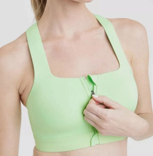 NEW All In Motion Sculpt High Support  Zip Front Sports Bra Light Green Size 44D
