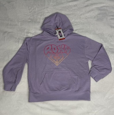 Roxy Girls New Purple Pullover Hoodie M 10/12 Cotton Blend Long Sleeve Logo