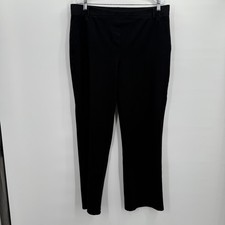 Quince Pants Womens XL Petite Black Straight Leg Stretch Ponte Dress Trousers