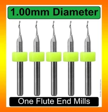 1.0mm 1 Flute End Mill 1/8" Shank Square End Up Cut 5 Pieces Aluminum uro101