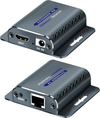 HDMI Extender 60m 1080P@60Hz PoC RJ45 Cat5e/6/7 Schwarz