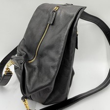 Gianni Versace Backpack Leather Black Gold Auth 883