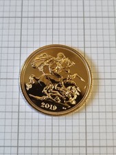 2019 Queen Elizabeth II gold bullion Full Sovereign Coin. Fineness: .9167 gold.