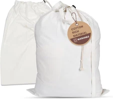 LFH Home Cotton Canvas Extra Large Laundry Bag with Handle, Stylish Drawstring H