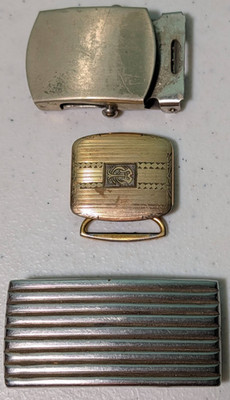 Belt Buckles Lot of 3 One Art Deco Bronze One Solid Brass And 1 Metal Vintage