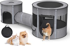 Portable Pet Playpen with Tunnel Foldable 3-in-1 Indoor Outdoor Small Pet  Cats