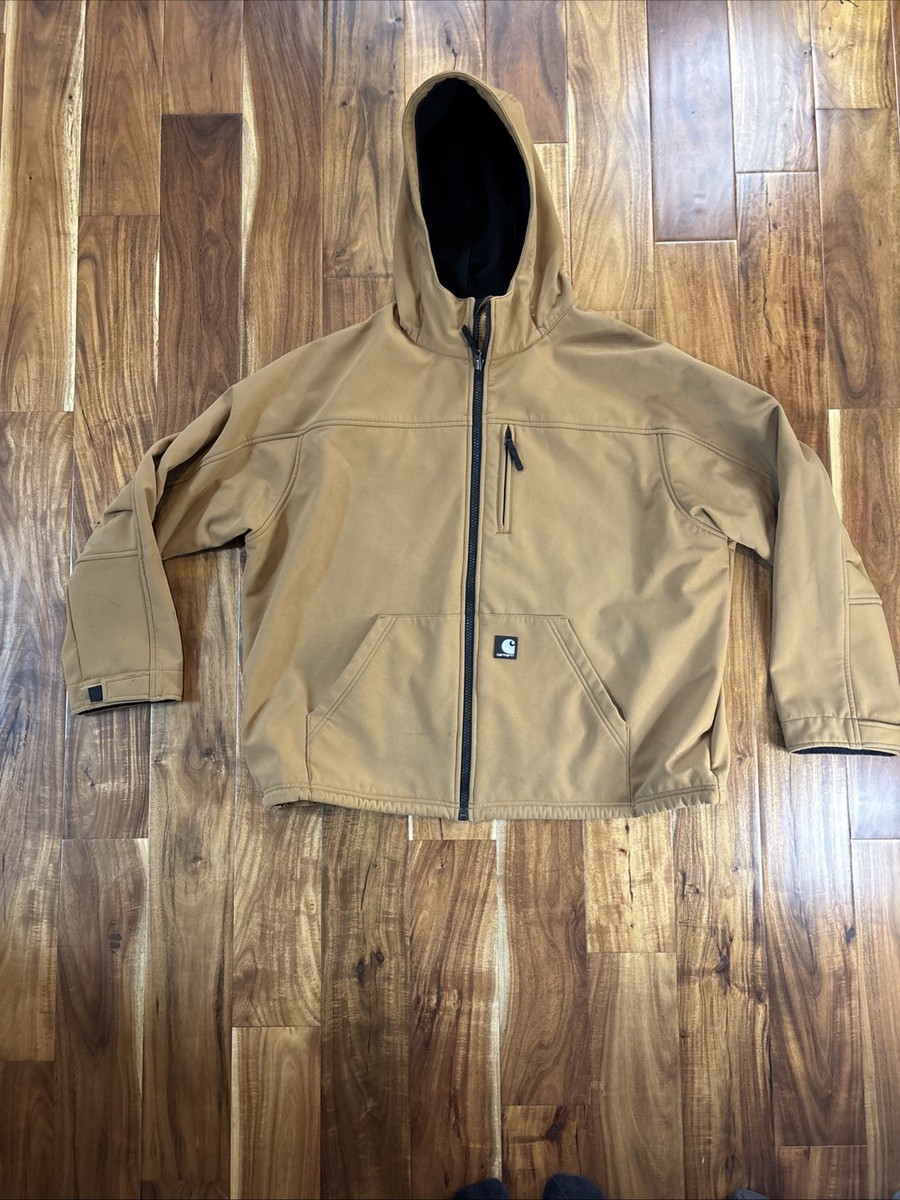 CARHARTT J182-BRN Soft Shell Active Jacket Fleece Lined Sz XXL Reg