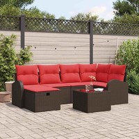 Vidaxl Gartensofa-Set Mit Kissen Mit Speicher 7 Pcs Braun Poly-Rattan Neu