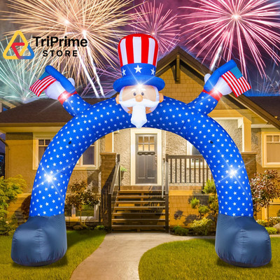 11FT 4th of July Inflatable Decorations,Uncle Sam Archway Decor Multicolor