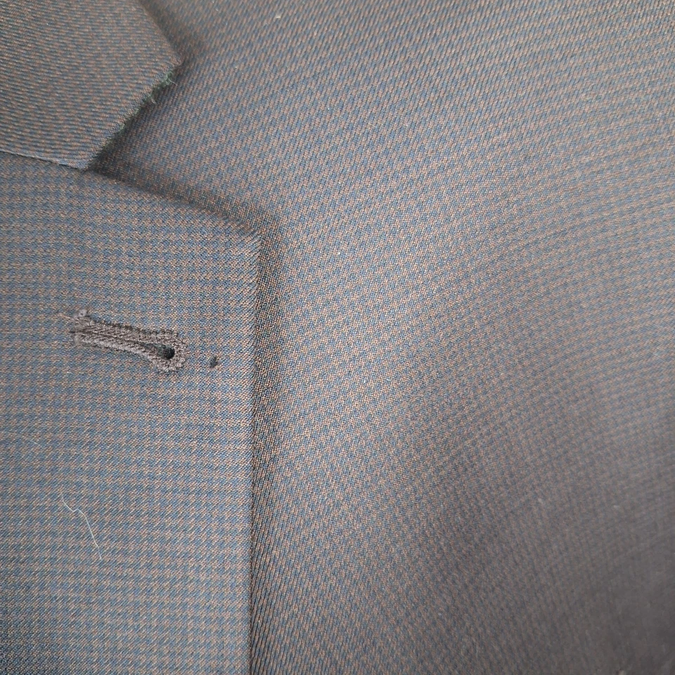 Joseph Abboud Jacket Blazer Mens 52L Burgundy Houndstooth Double Vented - Image 2 of 4