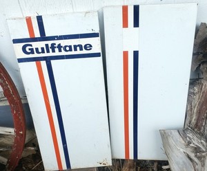 5x Must Sell! RT66 GULF OIL GAS PUMP SIGNS/PANEL JENE'S SVC Tucumcari NM TePee