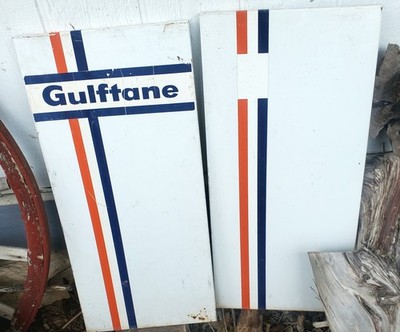 5x Must Sell! RT66 GULF OIL GAS PUMP SIGNS/PANEL JENE'S SVC Tucumcari NM TePee