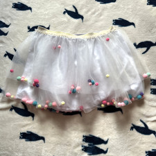 CAT  JACK PomPom Accents Tulle Tutu Skirt w/Sparkles Gold Waist Girls L 10/12
