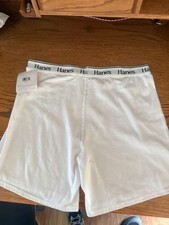 Hanes Women  s Boxer Briefs White Large One Pair 100 Cotton Tagless Brand New